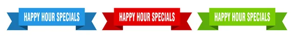 Happy Hour Specials Band Happy Hour Specials Isoliertes Papierbanner Zeichen — Stockvektor