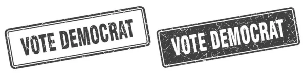 Vote Democrat Square Stamp Vote Democrat Grunge Sign Set — Stock Vector