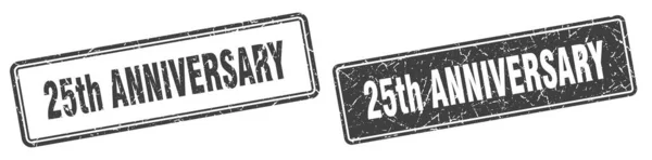 25Ste Verjaardag Vierkante Stempel 25Ste Verjaardag Grunge Teken Set — Stockvector