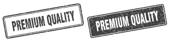 Premium Quality Square Stamp Premium Quality Grunge Sign Set — Stock Vector