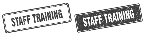Staff Training Square Stamp Staff Training Grunge Sign Set — Stock Vector
