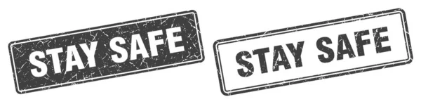 保管好安全的正方形邮票 保持安全 保持愤怒标志设置 — 图库矢量图片