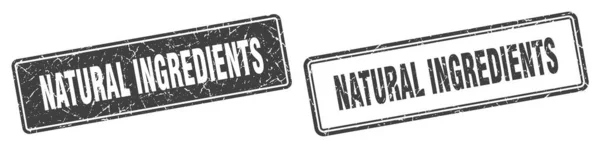 Natural Ingredients Square Stamp Natural Ingredients Grunge Sign Set — Stock Vector