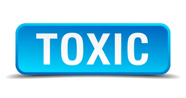 Toxic blue 3d realistic square isolated button — Stock Vector