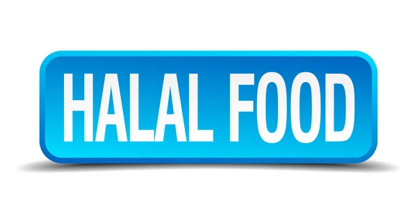 Żywności halal niebieski 3d realistyczne kwadrat na białym tle przycisk — Wektor stockowy
