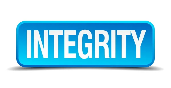 Integrity blue 3d realistic square isolated button — Stock Vector