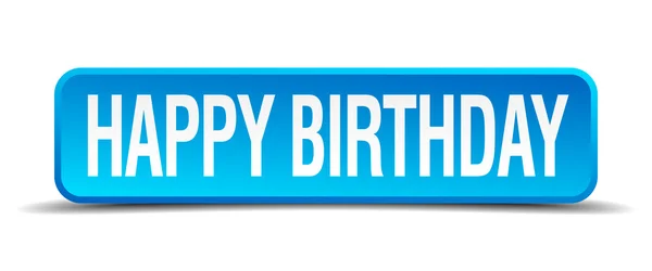 お誕生日おめでとう青の 3 d 現実的な正方形分離ボタン — ストックベクタ