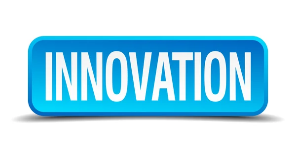 イノベーション青の 3 d リアルな正方形分離ボタン — ストックベクタ