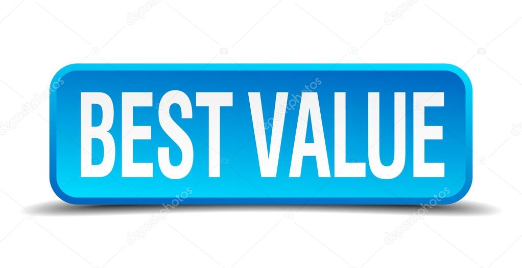 best value blue 3d realistic square isolated button