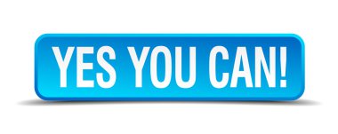 Yes you can blue 3d realistic square isolated button clipart