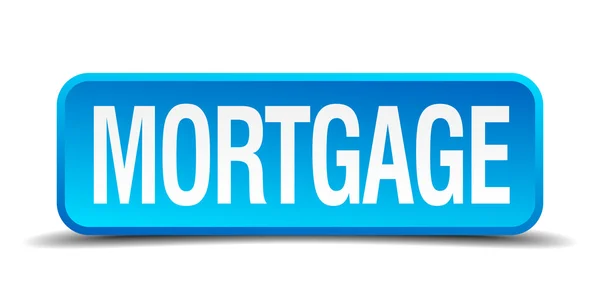Mortgage blue 3d realistic square isolated button — Stock Vector
