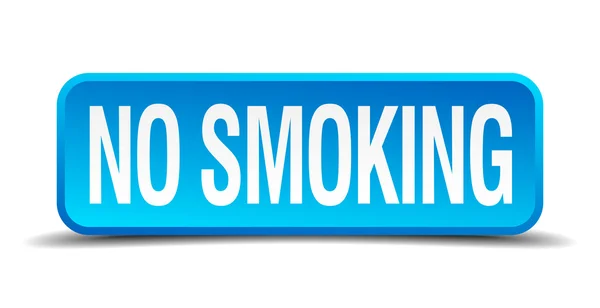Non fumare blu 3d realistico pulsante quadrato isolato — Vettoriale Stock