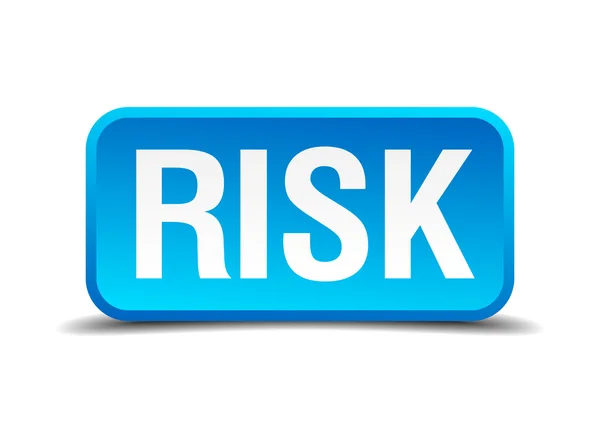 Risico blauwe 3D-realistische vierkante geïsoleerde knop — Stockvector