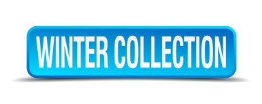Winter collection blue 3d realistic square isolated button clipart