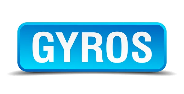 Gyros azul 3d realista botón cuadrado aislado — Vector de stock