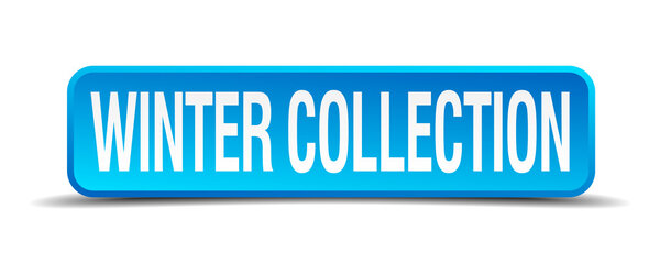 Winter collection blue 3d realistic square isolated button