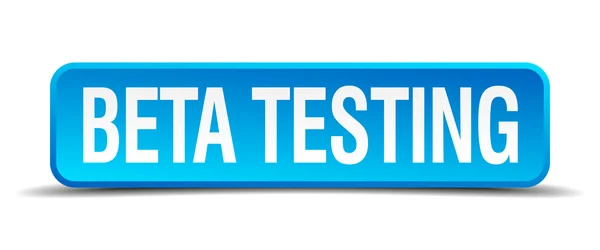 Beta teste azul 3d realista quadrado isolado botão — Vetor de Stock