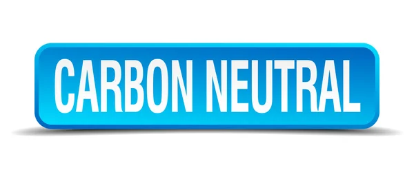 Carbono neutro azul 3d botão quadrado realista isolado — Vetor de Stock