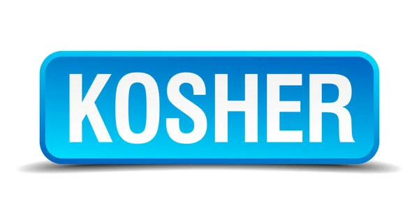 Kosher blue 3d realistic square isolated button — Stock Vector