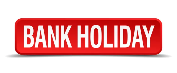 白い背景で隔離赤い銀行休日三次元正方形ボタン — ストックベクタ