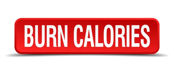 Quemar calorías rojo botón cuadrado tridimensional aislado sobre fondo blanco — Vector de stock