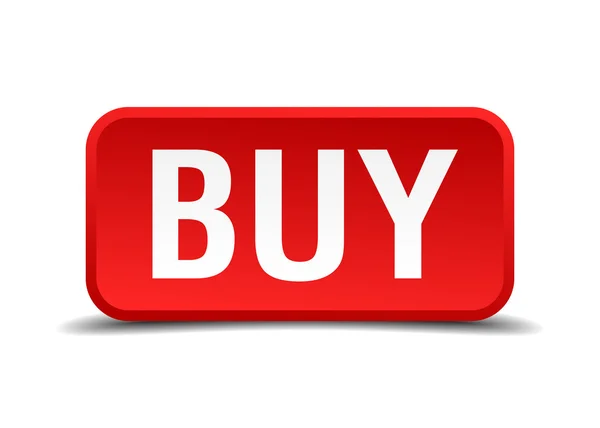 Comprar botão quadrado tridimensional vermelho isolado no fundo branco — Vetor de Stock
