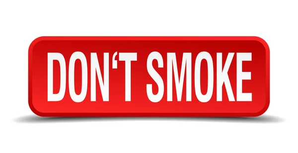Rook geen rode 3d vierkante knop geïsoleerd op witte achtergrond — Stockvector
