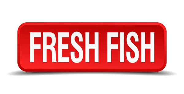 Frischer Fisch rot 3D quadratische Taste isoliert auf weißem Hintergrund — Stockvektor