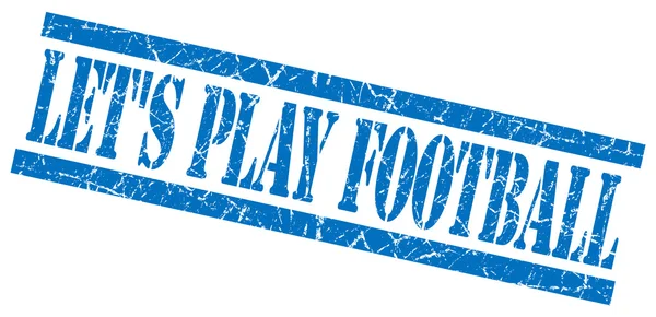Beyaz zemin üzerine mavi grungy damga izole futbol oynayalım — Stok fotoğraf
