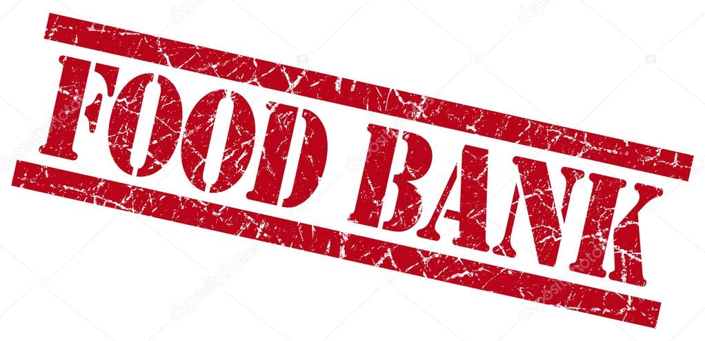 food bank red grungy stamp isolated on white background