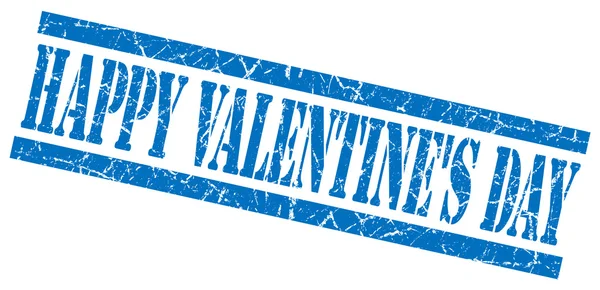 Happy valentines day blue grungy stamp on white background — Stock Photo, Image