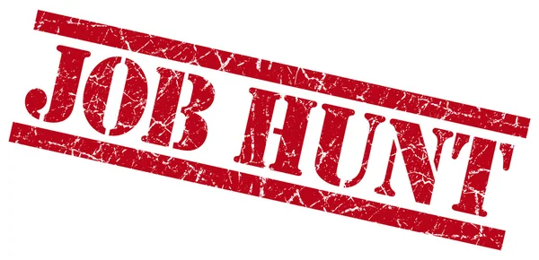 Job hunt red grungy stamp on white background