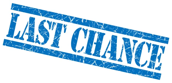 Last chance blue grungy stamp on white background — Stock Photo, Image