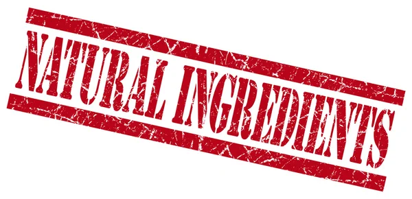 Naturliga ingredienser röd grungy stämpel på vit bakgrund — Stockfoto