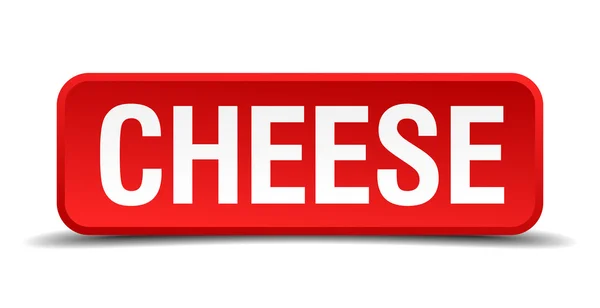 Cheese red 3d square button on white background — Stock Vector