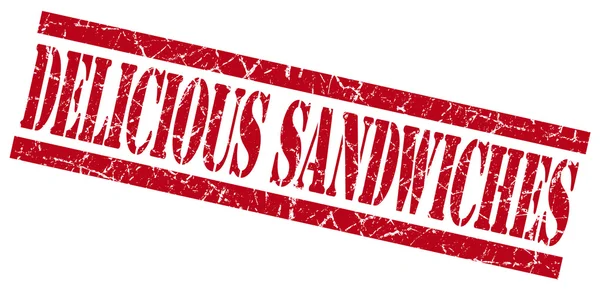 おいしいサンドイッチの赤の広場のグランジ テクスチャ分離スタンプ — ストック写真