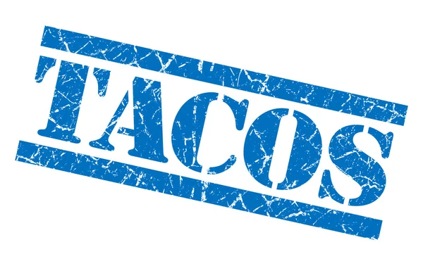 Tacos azul cuadrado grunge texturizado sello aislado — Foto de Stock