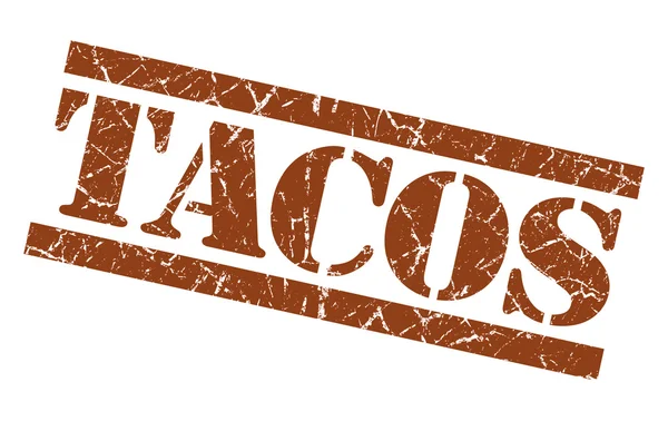 Taco's bruine vierkante grunge getextureerde geïsoleerde stempel — Stockfoto