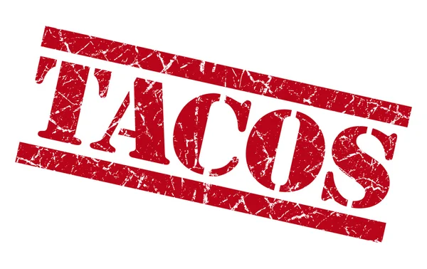 Tacos rosso grunge quadrato strutturato isolato timbro — Foto Stock