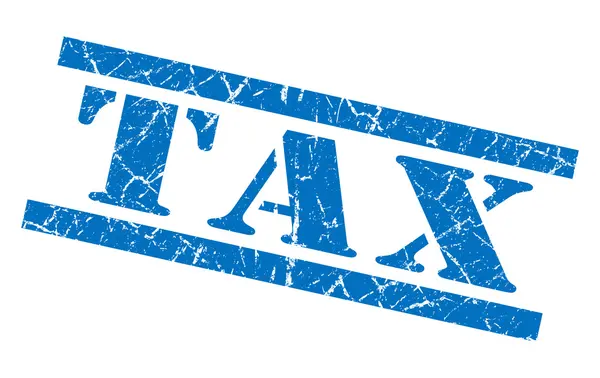 Tax blue square grunge texturierte isolierte Marke — Stockfoto