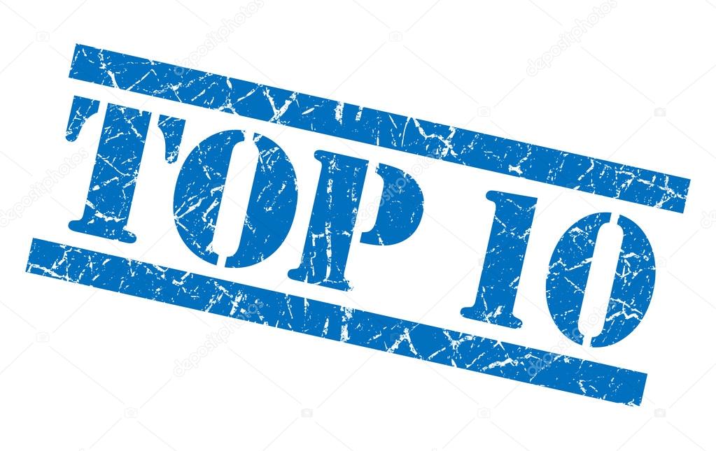 Top 10 blue square grunge textured isolated stamp Stock Photo by