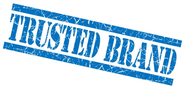 Доверенный бренд синий квадратный гранж текстурированная изолированная марка — стоковое фото