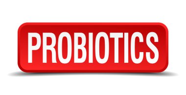 probiotics red 3d square button isolated on white clipart