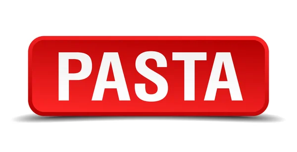 Pasta roja 3d botón cuadrado aislado en blanco — Vector de stock