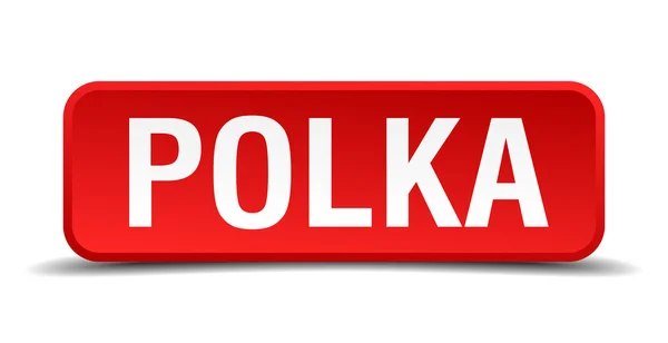 Polka röd 3d fyrkantig knapp isolerad på vit — Stock vektor