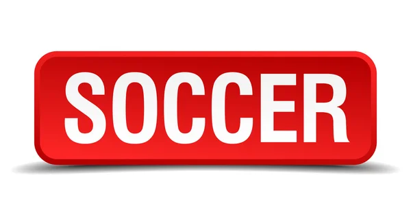Soccer röd 3d fyrkantig knapp isolerad på vit — Stock vektor