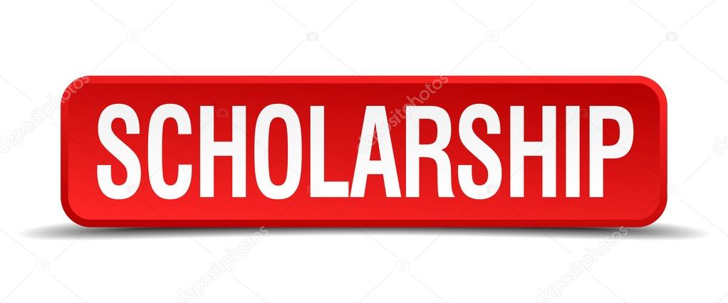 scholarship red 3d square button isolated on white