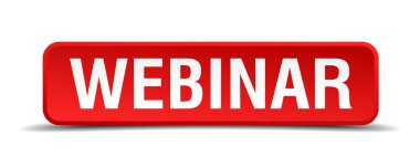 Kırmızı 3d kare düğme üzerinde beyaz izole Webinar