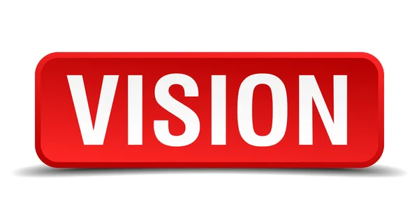 Vision rouge bouton carré 3d isolé sur blanc — Image vectorielle