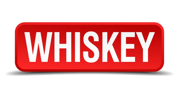 赤の 3 d の四角形のボタンが白で隔離ウイスキー — ストックベクタ